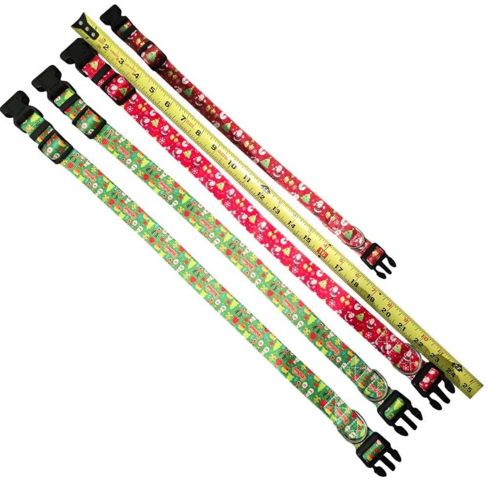 lot 4‎ Winter Christmas Dog Cat Collar Adjustable Festive Holiday Pet Accessory